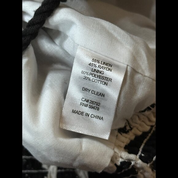 House of Harlow Top Small Womens Geometric Linen Crop Elastic Waist Long Sleeve - Picture 7 of 7